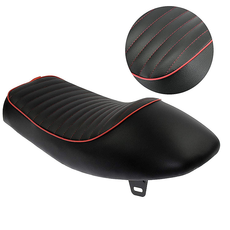 Motorcycle Universal Vintage Cafe Racer Seat Retro Saddle Black&Red For Honda CB CG 125 For Yamaha SR