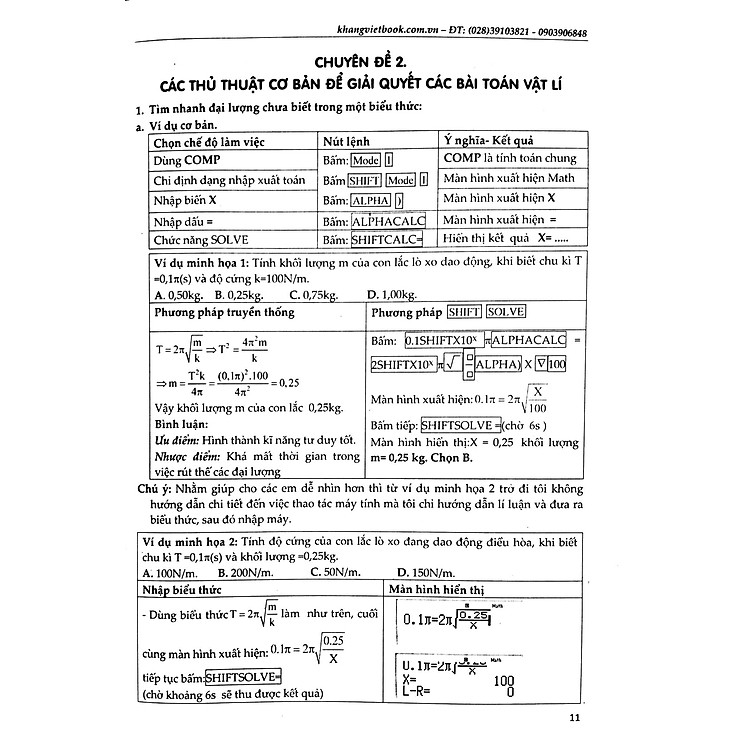 Thủ Thuật Casio Giải Nhanh Trắc Nghiệm Vật Lí Lớp 12