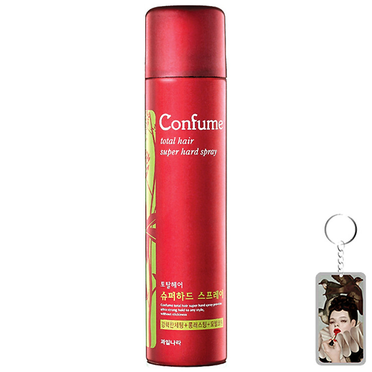 Gôm vuốt tóc siêu cứng Confume Super Hard Spray Hàn Quốc 300g tặng kèm móc khoá