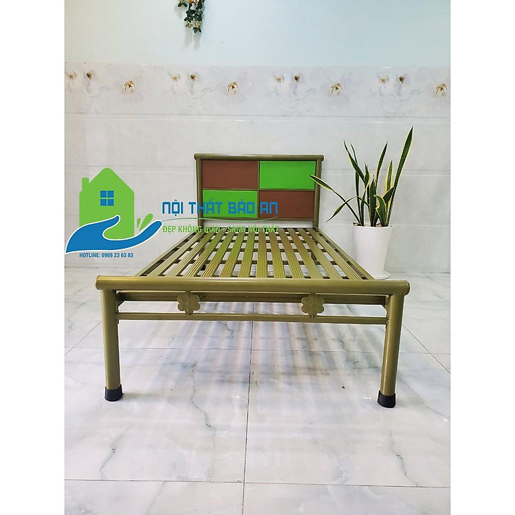 Giường sắt kích thước ngang 1M4 dài 2M – GS59 mẫu đơn giản, tiện dụng, dễ dàng tháo ráp di chuyển.