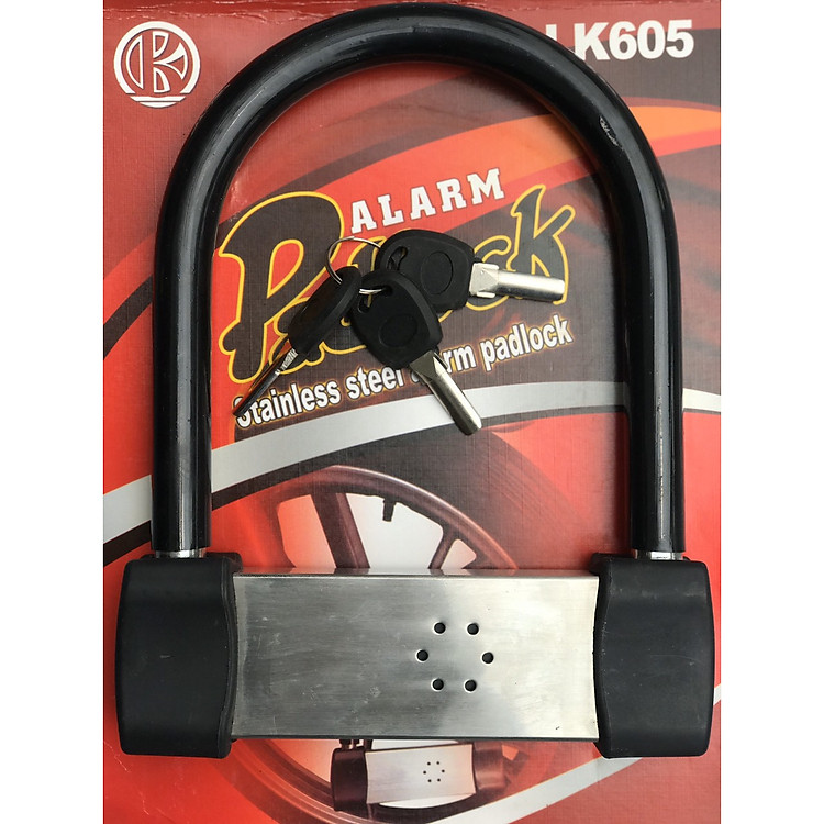 Khóa U chuông kêu báo động chống trộm khóa bánh xe máy, khóa cửa tặng kèm khóa tủ c40