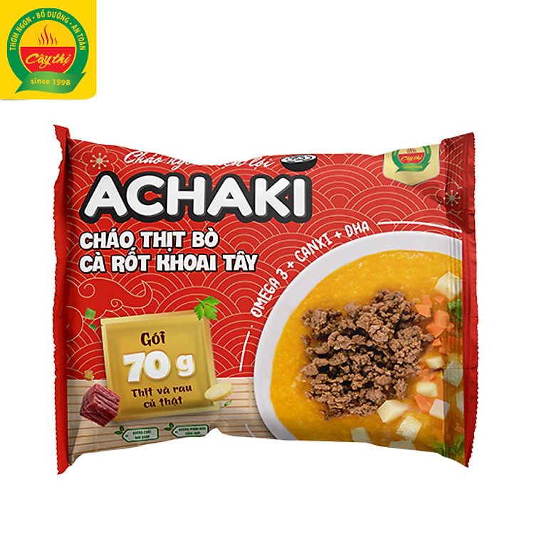 Cháo Ngon Tiện Lợi Achaki Thịt Bò Cà Rốt Khoai Tây Thương Hiệu Cây Thị