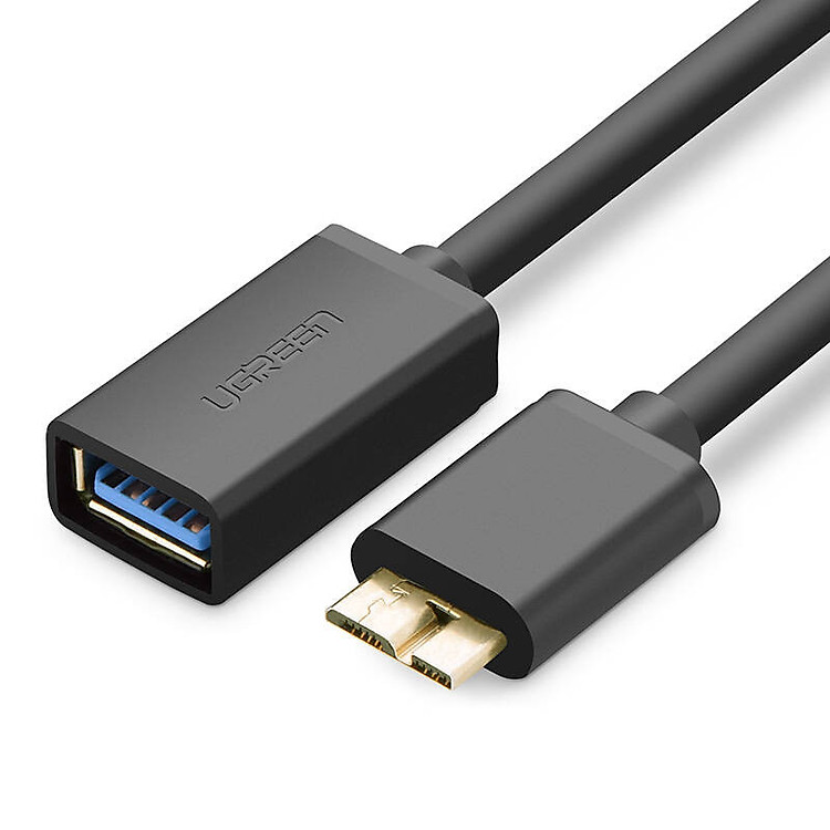 Dây Micro USB 3.0 OTG đực sang USB 3.0 cái cái dây tròn cho Samsung Note 3/S4/S6 dài 20CM UGREEN US127 10816 (đen) - Hàng Chính Hãng
