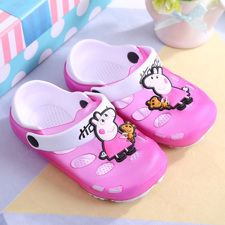 Dép Sục Cho Bé 2 - 8 Tuổi hình heo Peppa ôm gấu size 28