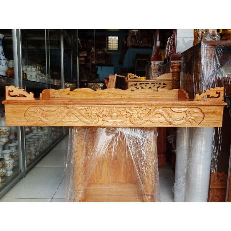 Bàn thờ treo tường gỗ xoan ngang 88 cm trạm rồng