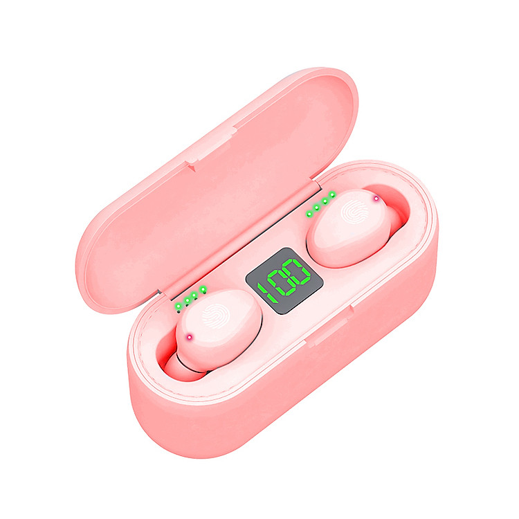 Tai Nghe Bluetooth 5.0 CAPARIES V3-F9 LED - (Tai Nghe Không Dây) Chống Nước - Chống ồn - Tích Hợp Micro - Tự Động Kết Nối - Nhỏ gọn - Âm Thanh 8.0 HD - Tương Thích Cao Cho Tất Cả Điện Thoại CHÍNH HÃNG