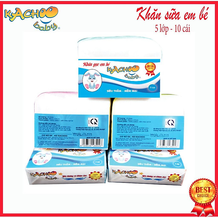 Khăn sữa KACHOOBABY 5 lớp 10 chiếc Chính hãng Giá tốt - Hình ảnh 4