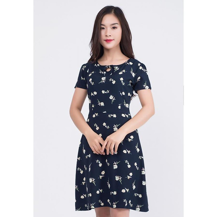 Đầm hoa dáng A cổ thắt nơ Miranda- HY0119