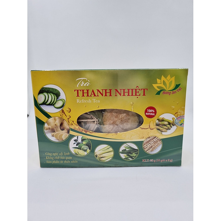 TRÀ THANH NHIỆT (CHANH + SẢ + GỪNG) HỘP 80G - HƯƠNG SEN VIỆT