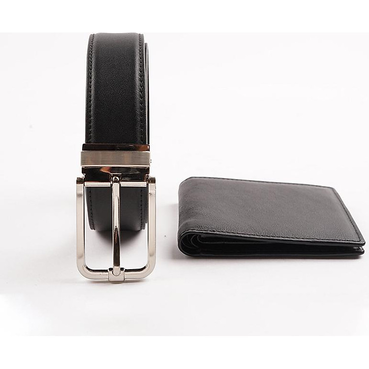 Bộ quà tặng thắt lưng và ví da cao cấp RBMLGS 003 BLK