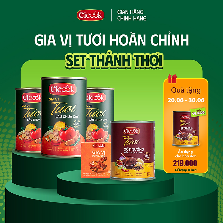 [SET THẢNH THƠI] 3 Lon Xốt Lẩu Chua Cay 400G + Xốt Nướng Mắc Khén 300G + Hộp Gia Vị Ướp Nướng 30G