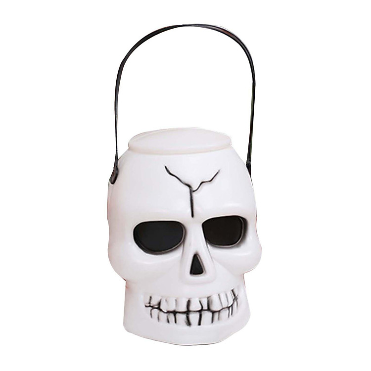Skull Head Bucket Portable Trick or Treat Bucket for Gift Basket Props Decoration