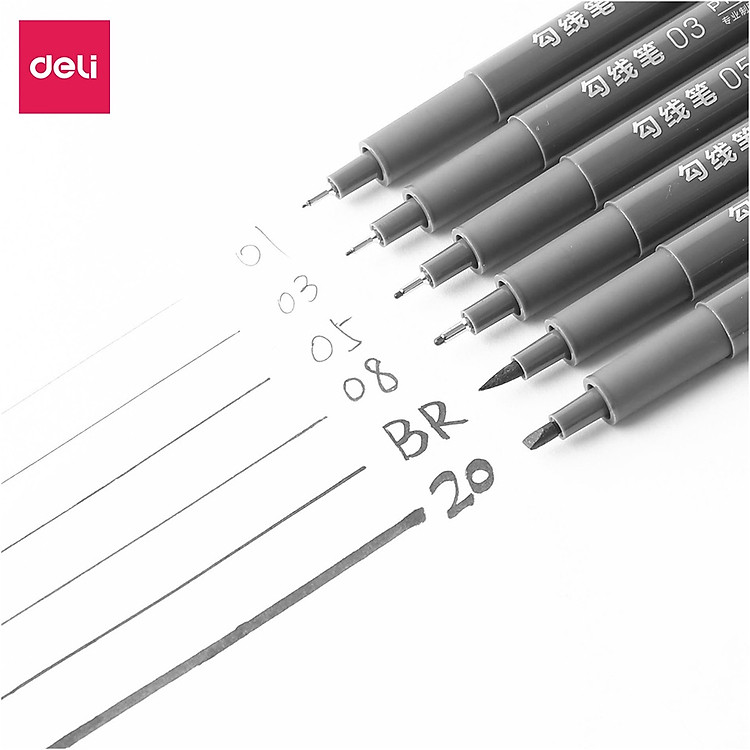 Bộ Bút Đi Nét Kỹ Thuật Nhiều Cỡ Ngòi Màu Đen (6 chiếc) - Ảnh 3