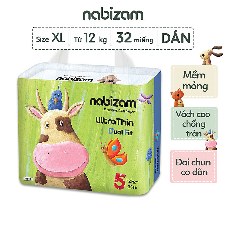 Tã Dán NABIZAM UltraThin Size XL 32 Miếng Chính hãng Tiết kiệm