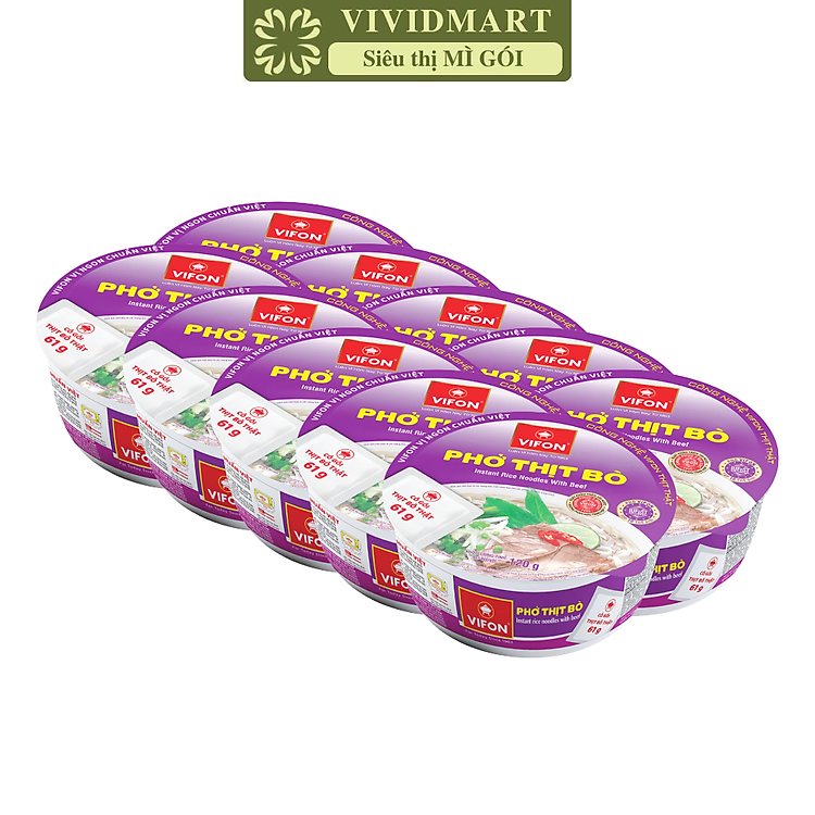 VIFON - Phở tô Vifon (có gói thịt thật) hương vị Thịt bò, Phở bò Vifon tô, Vifon phở bò tô Vifon (120g/tô)