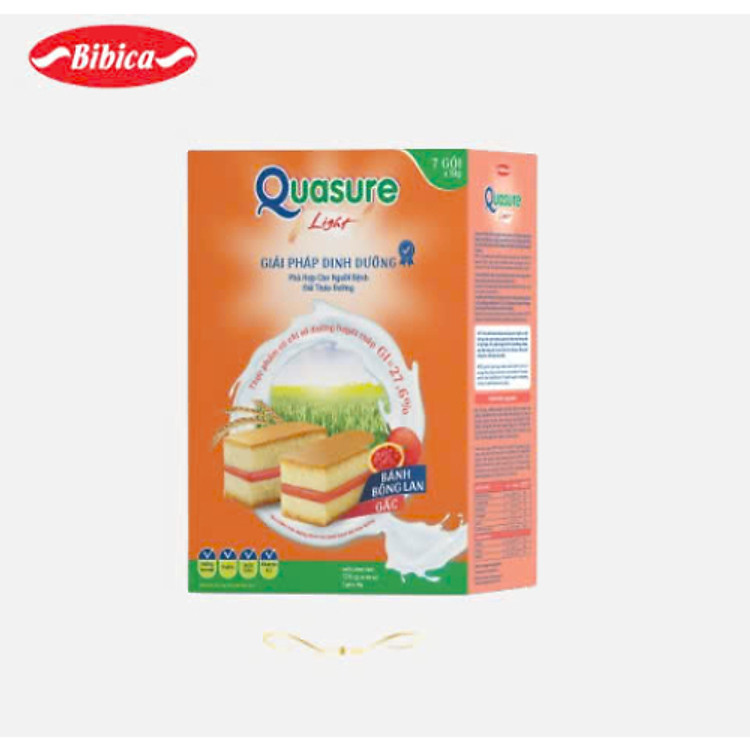 Combo 2 bánh bông lan Quasure light Bibica 126g- Thực phẩm dành cho người ăn kiêng, tiểu đường