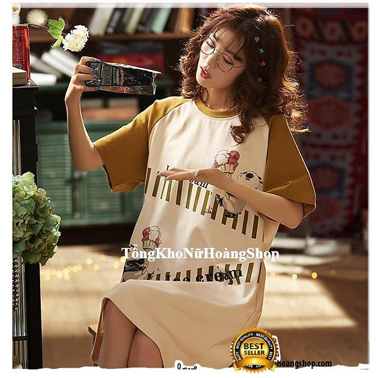Váy suông thun cotton cao cấp - đầm ngủ mặc nhà đẹp B1008