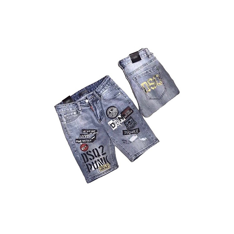 Quần short jeans nam eo co dãn màu xanh loang 1 tí bạc săn lai thiết kế phong cách thời thượng dạo phố Julido mẫu JS097612 thời trang hàn quốc