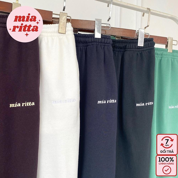 Quần Mia Jogger Pants Quần nỉ thêu chữ lụa Q390