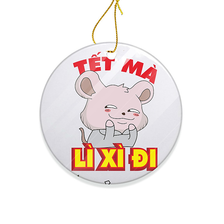 Miếng Sứ Trang Trí In Hình Tết Mà, Lì Xì Đi
