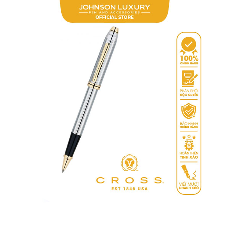 Bút Ký Doanh Nhân CROSS Townsend Mạ Chrome Mạ Vàng 23KT