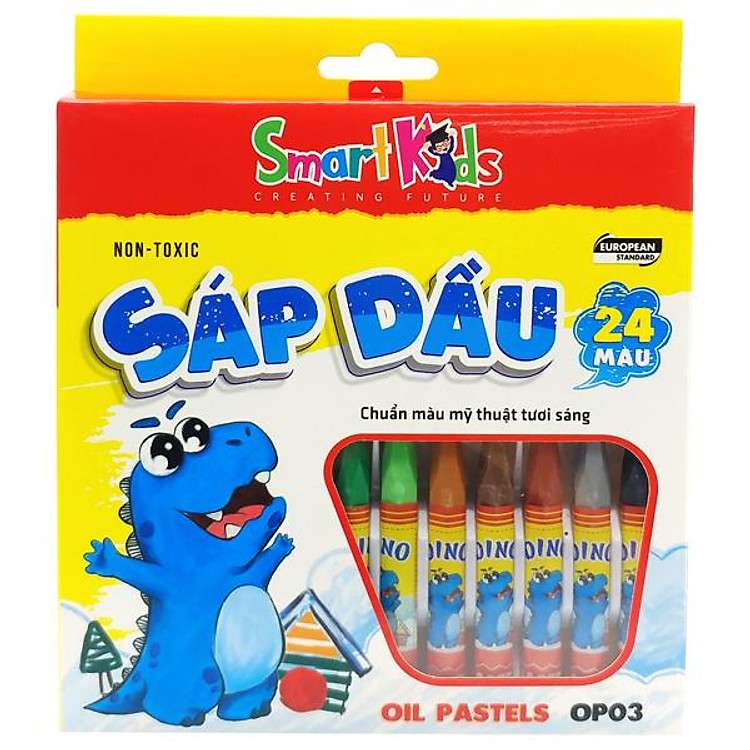Sáp Dầu 24 Màu Dino – Smart Kids OP03