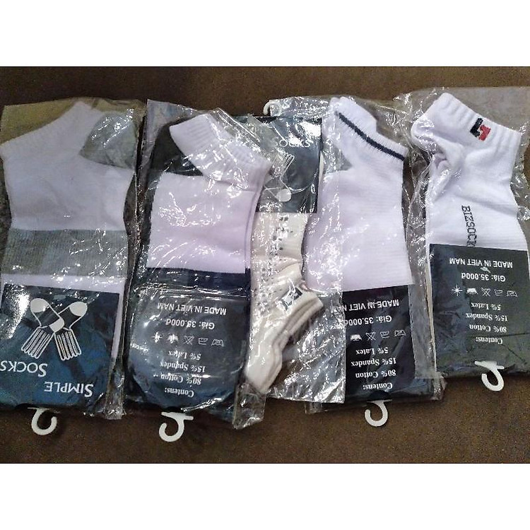 Tất V.N.X.K màu trắng cổ ngắn (trộn mẫu)