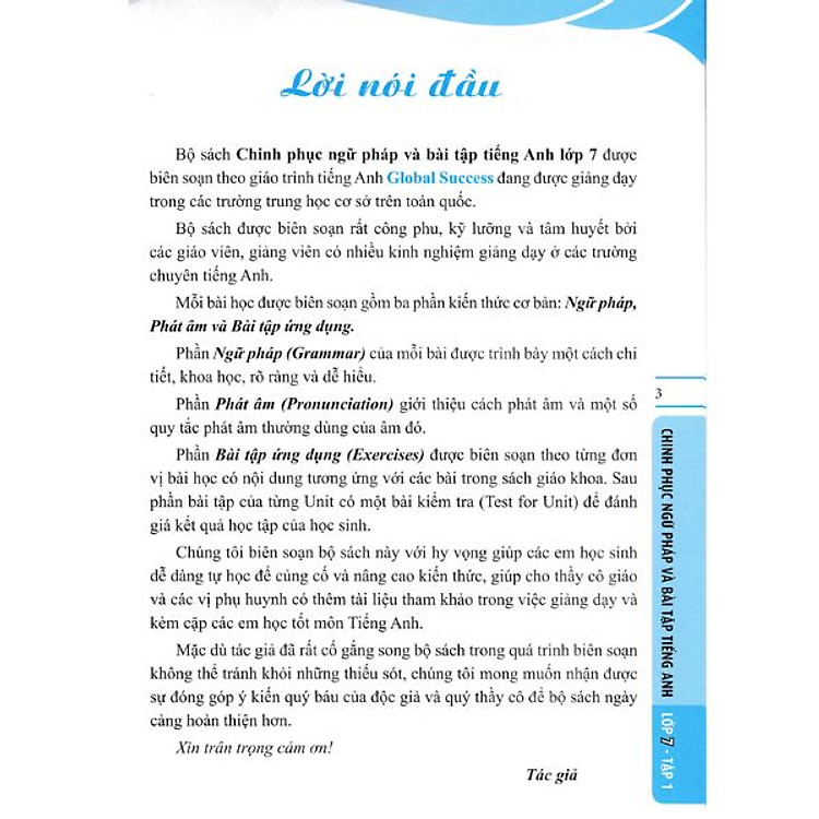 GLOBAL SUCESS - Chinh Phục Ngữ Pháp Và Bài Tập Tiếng Anh Lớp 7 (Tập 1) - Ảnh 2
