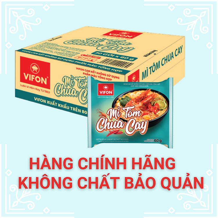 Thùng 30 Mì VIFON Tôm Chua Cay (60gr/ Gói)