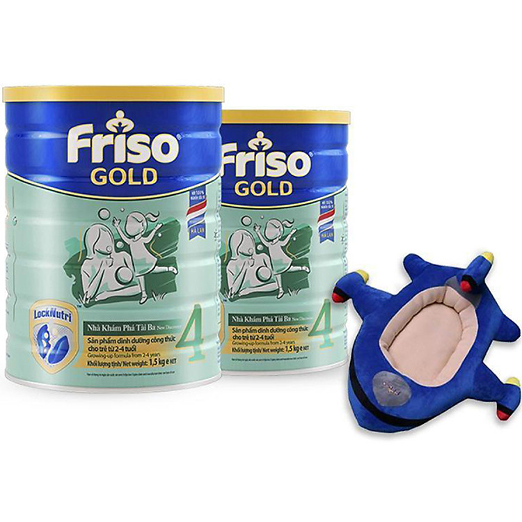 Bộ 2 Lon Sữa Bột Friso Gold 4 Cho Trẻ Từ 2-4 Tuổi 1.5kg + Tặng gối phi thuyền
