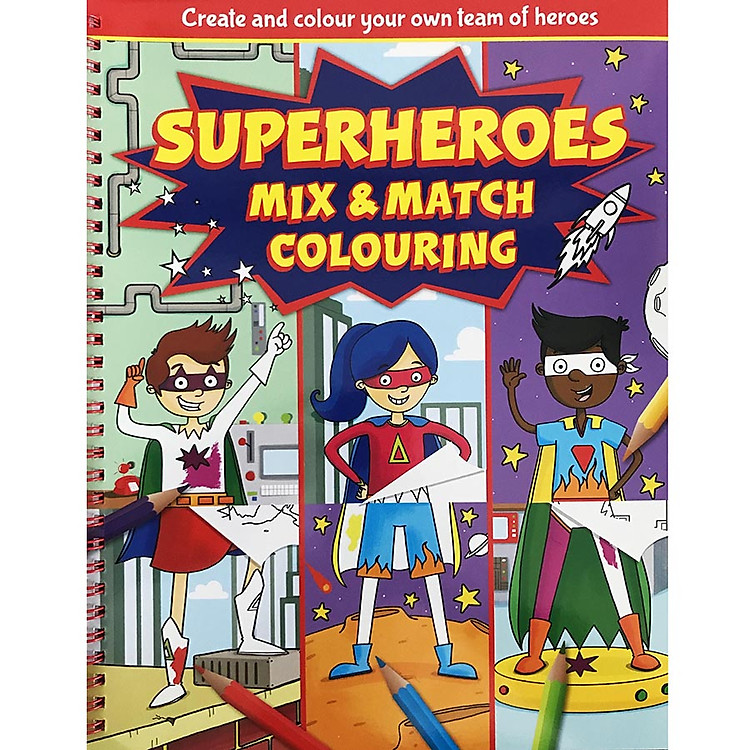 Superheroes Mix and Match Colouring