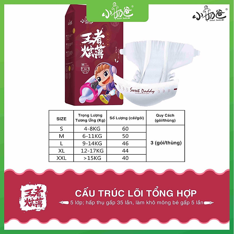 Mua Tã dán Sweet Daddy CHAMPION - Size S60 Chính hãng Ưu đãi - Hình ảnh 3