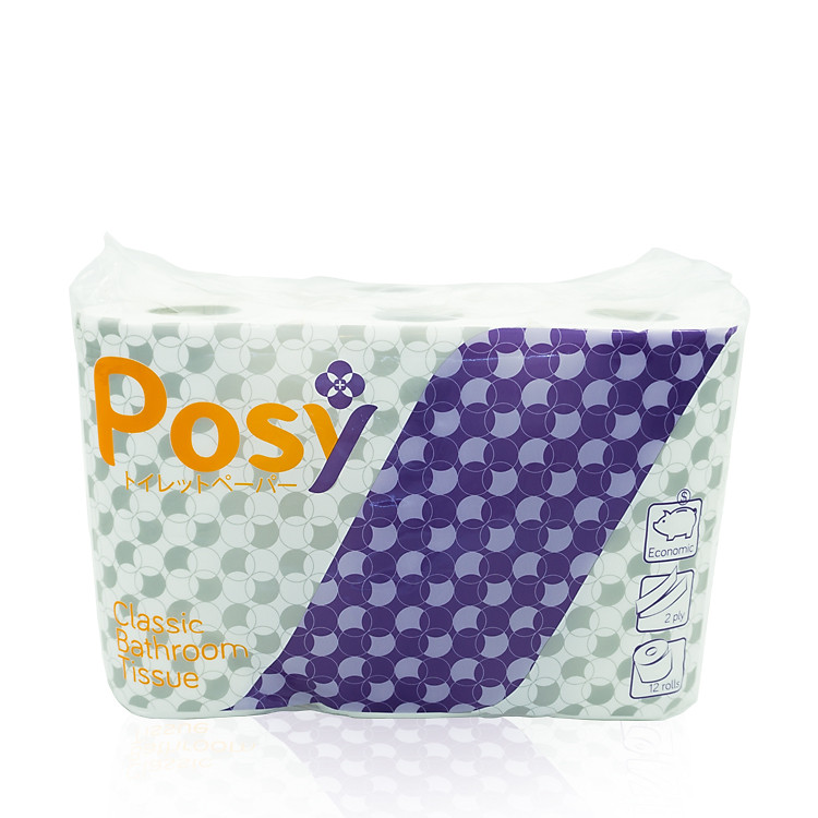 Khăn Giấy Vệ Sinh Posy Classic 2 Lớp 12 Cuộn/Túi ( Loại Cao Cấp)- Có Lõi, Trắng Mịn, Dai, Thấm Tốt