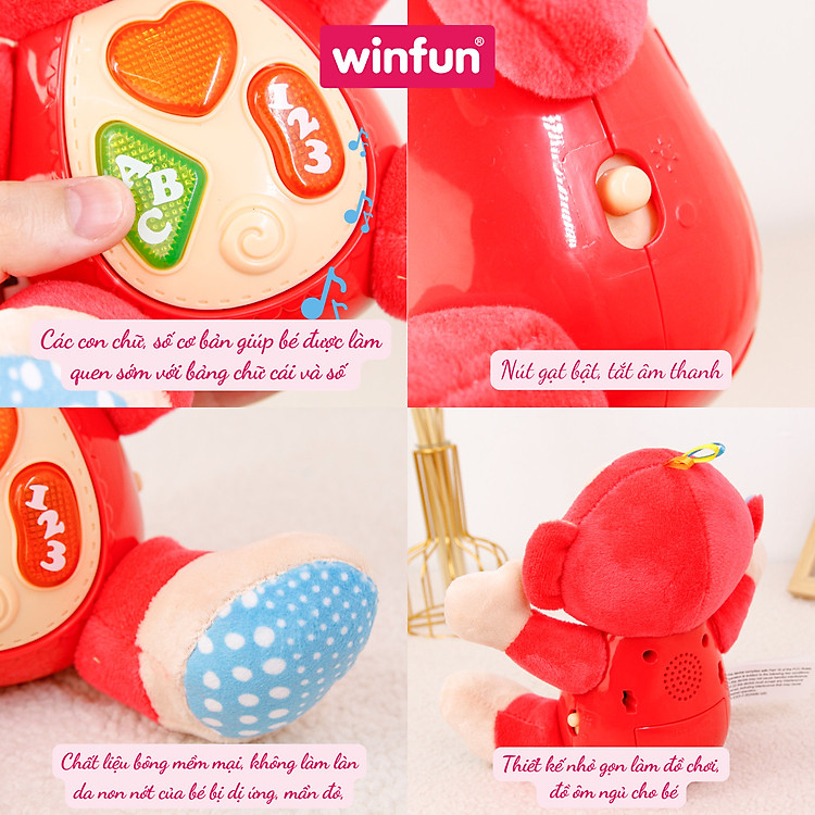 Đồ chơi sơ sinh khỉ phát nhạc WinFun Chính hãng Giá rẻ - Hình ảnh 3