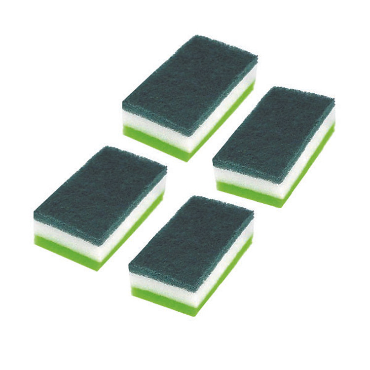 Set 4 miếng xốp rửa bát một mặt cứng nội địa Nhật Bản