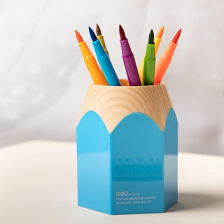 Cốc Cắm Bút Deli Hình Bút Chì E9145 – Xanh Dương