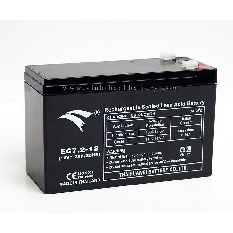 Bình ắc quy UPS, xe đạp điện EAGLE 12V - 7.2Ah (EG7.2-12)