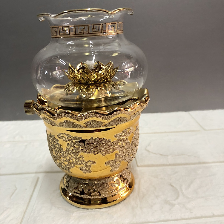 Đèn thờ đốt dầu nhũ kimsa