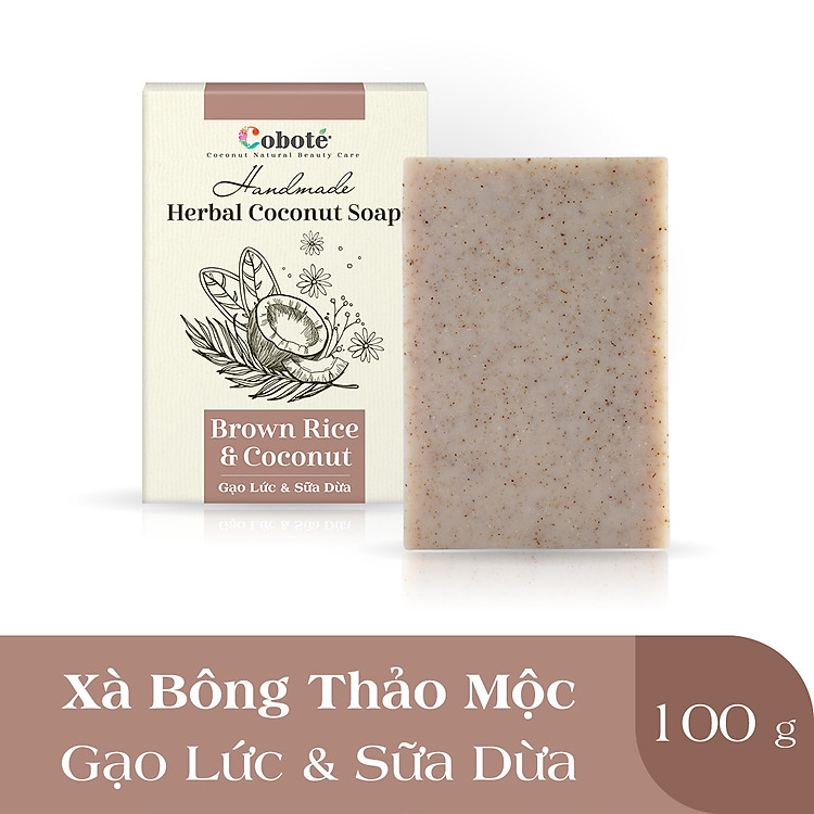 Xà Phòng Thảo Mộc Coboté - Gạo Lứt & Sữa Dừa- Dưỡng Ẩm Mượt Mỗi Ngày - 100% Tự Nhiên