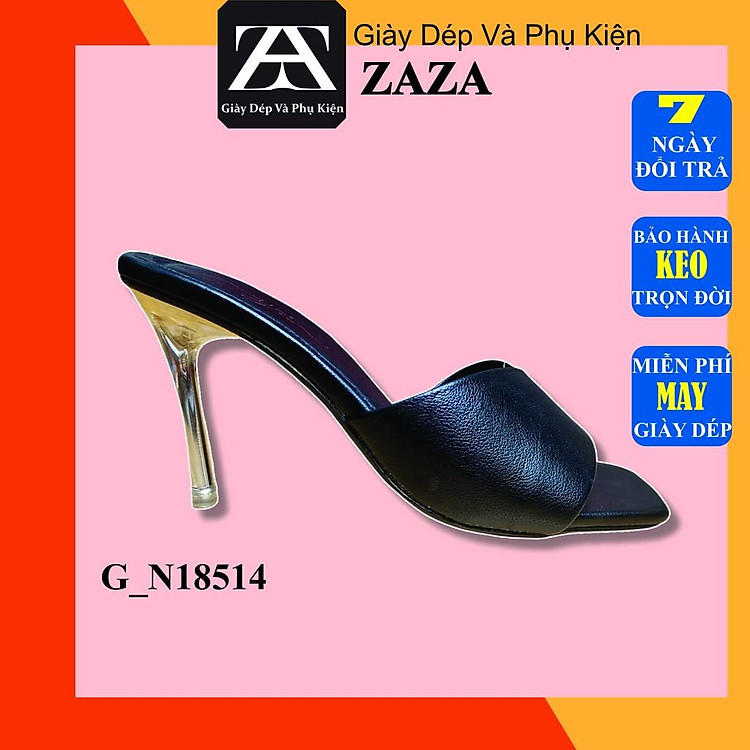 Guốc cao gót dép nữ cao gót 10 phân thiết kế đơn giản với 2 màu nâu đen ZAZA GN18514