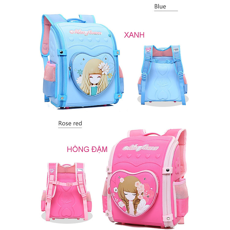 Balo Học Sinh Bé Gái Chống Gù Lưng Miss Flower - Chống Thấm Nước - Ảnh 4