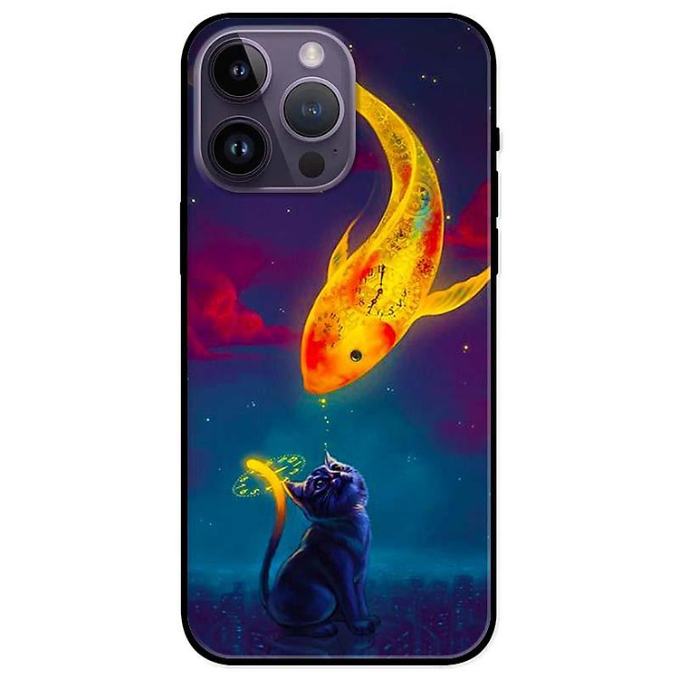 Ốp lưng dành cho Iphone 14 - Iphone 14 Plus - Iphone 14 Pro - Iphone 14 Pro Max - Mèo Và Cá