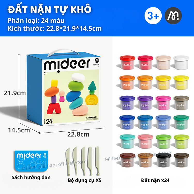 Đất nặn tự khô 24 màu Mideer Chính hãng Giá rẻ - Hình ảnh 3