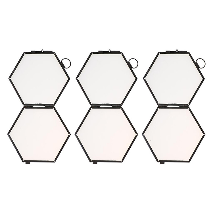 3x Nordic Hanging Floating Photo Frame Glass Display Poster Frame Black