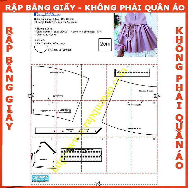 Rập đầm dây bé gái A0 mã R360 (10 chiếc) - Ảnh 2