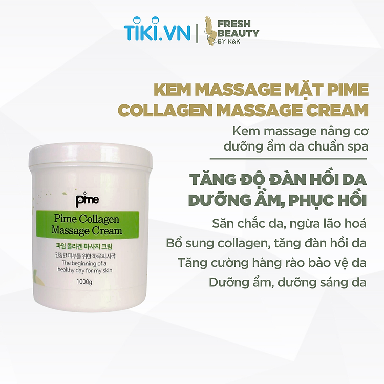 Kem massage mặt Pime Collagen Massage Cream hỗ trợ tăng đàn hồi da, dưỡng ẩm phục hồi chuyên dụng tại Spa 1000g