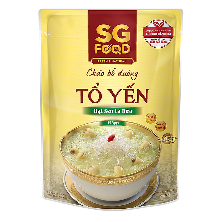 Cháo Tươi Bổ Dưỡng Tổ Yến Hạt Sen Lá Dứa SG Food (240g)