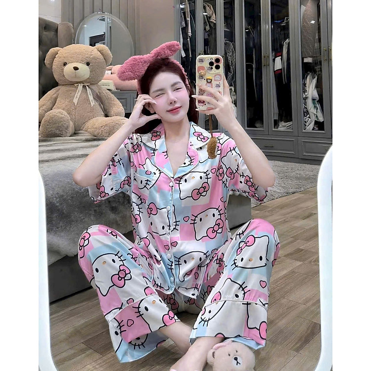 Bộ Đồ Ngủ Lụa Việt Nam Tay Ngắn Quần Dài Nhiều Mẫu Xinh Xắn