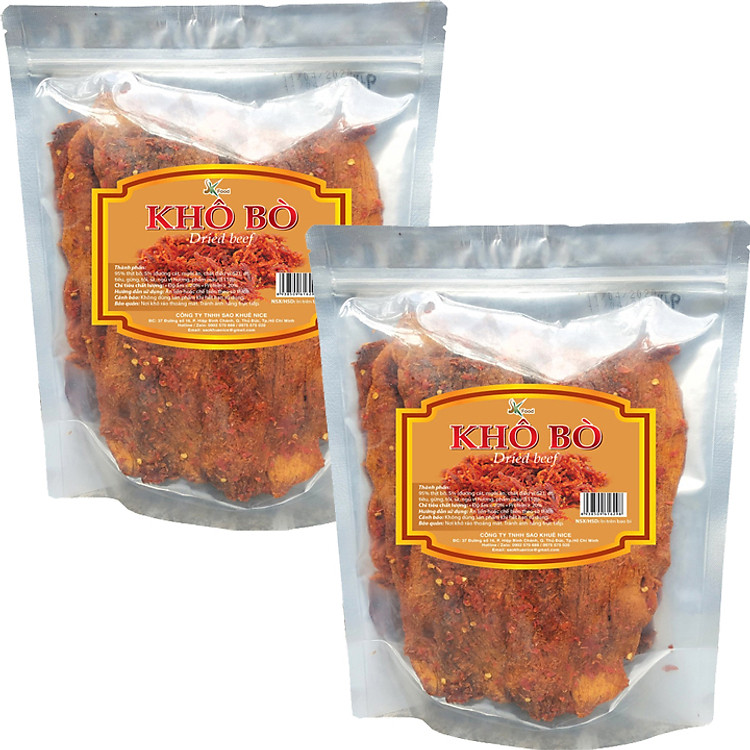 LOẠI ÍT CAY THỊT BÒ KHÔ DẠNG MIẾNG MỀM THƯƠNG HIỆU SK FOOD - TỔNG 2 BỊCH 1 KG