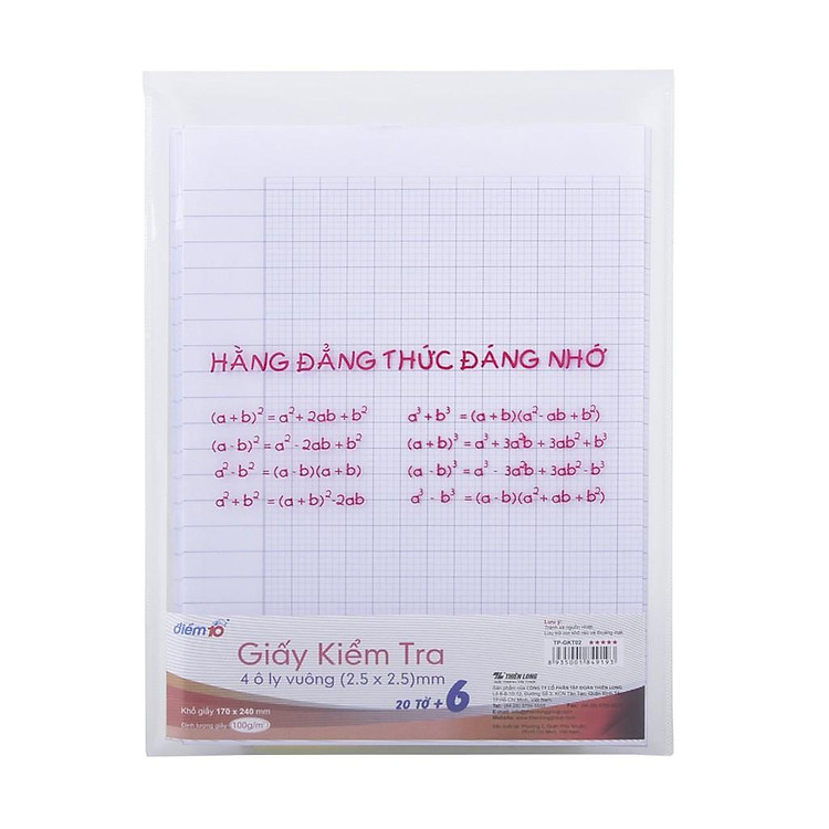 Giấy Kiểm Tra Điểm 10 TP-GKT02 4 Ô Ly Vuông - Ảnh 2